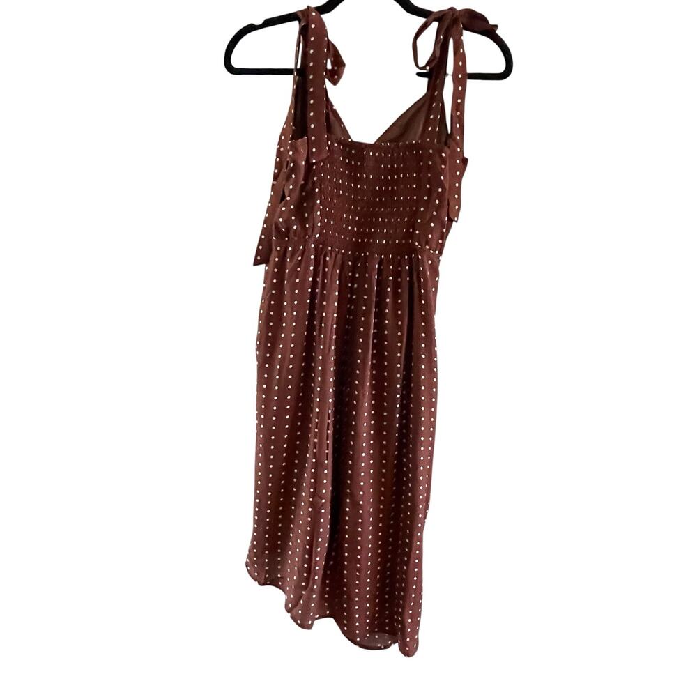 CUPSHE Polka Dot Ruched Brown Mini Dress NWT Size Medium - Picture 5 of 7